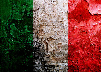 Italian flag on the old wall