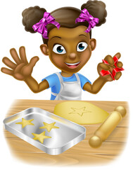Cartoon Little Girl Chef Cooking