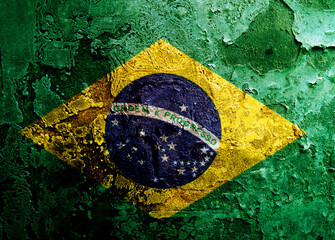 Brazilian flag on the old wall