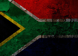 South Africa flag on the old wall
