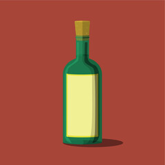 green glass bottle icon on red background vector illustration