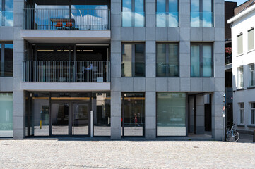 Mechelen, Antwerp Province- Belgium,  Contemporary concrete residential apartment block