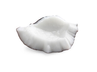 Piece of fresh ripe coconut isolated on white