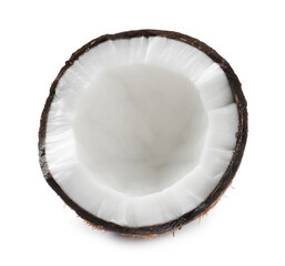 Half of ripe coconut isolated on white