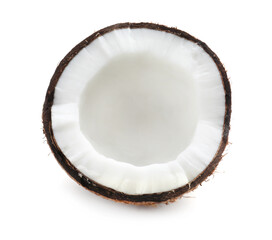 Half of ripe coconut isolated on white