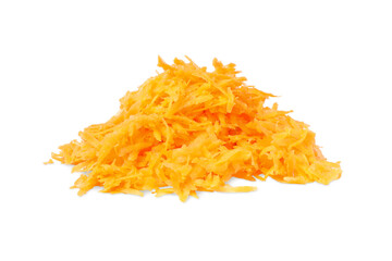 Pile of fresh grated carrot isolated on white