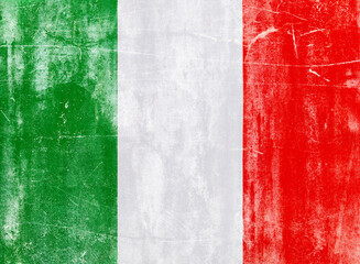Italian flag on white concrete wall
