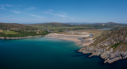 aerial view of Barley Cove Beach on the Mizen Peninsula of West Cork in Ireland