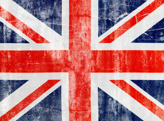 British flag on white concrete wall
