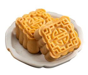 Delicious moon cake for Mid-Autumn Festival food mooncake isolated white table background