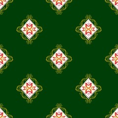 Thai silk, ethnic seamless patterns on the fabric
Used in embroidery, curtains, background images.