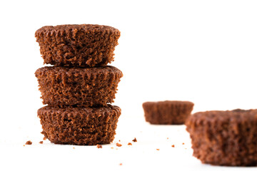 Cocoa cakes on white background
