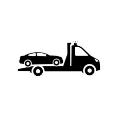Obraz premium Tow truck icon, Towing truck van with car sign. Vector isolated flat illustration.