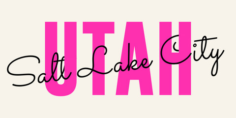 T-shirt stamp graphic, Sport wear typography emblem Utah, Salt Lake City vintage tee print, athletic apparel design shirt graphic print