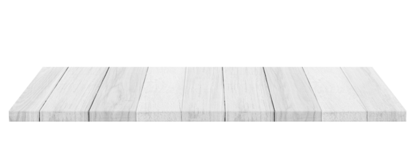 white wood shelf isolated on transparent background - PNG format.
