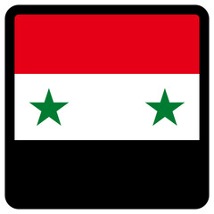 Flag of Syria in the shape of square with contrasting contour, social media communication sign, patriotism, a button for switching the language on the site, an icon.