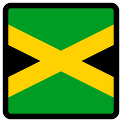 Flag of Jamaica in the shape of square with contrasting contour, social media communication sign, patriotism, a button for switching the language on the site, an icon.