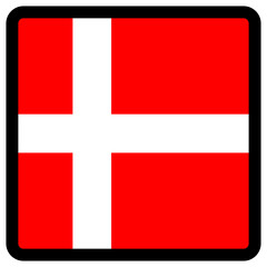 Flag of Denmark in the shape of square with contrasting contour, social media communication sign, patriotism, a button for switching the language on the site, an icon.