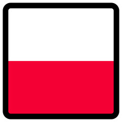 Flag of Poland in the shape of square with contrasting contour, social media communication sign, patriotism, a button for switching the language on the site, an icon.
