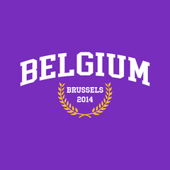 Fototapeta na wymiar T-shirt stamp graphic, Sport wear typography emblem Belgium vintage tee print, athletic apparel design shirt graphic print