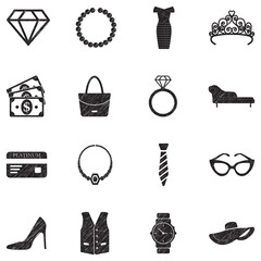 Luxury Shop Icons. Black Scribble Design. Vector Illustration. © andrej