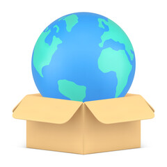 Global logistic delivery service online shopping parcel worldwide transportation 3d icon vector