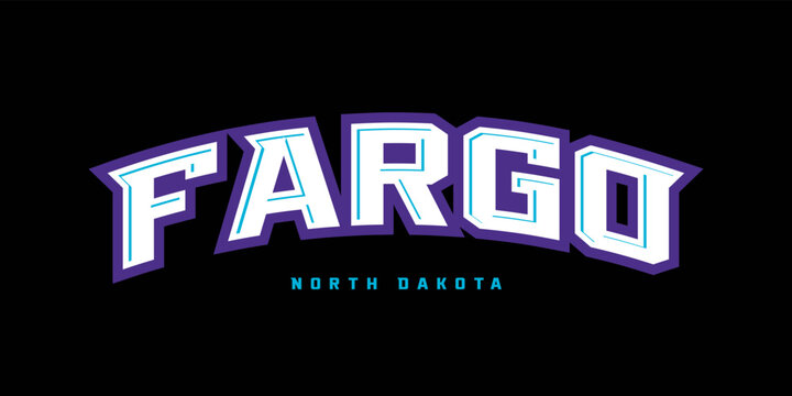 T-shirt stamp logo, USA Sport wear lettering Fargo tee print, athletic apparel design shirt graphic print