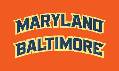 T-shirt stamp logo, Maryland Sport wear lettering Baltimore tee print, athletic apparel design shirt graphic print