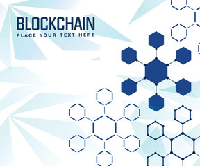 Hi-tech digital technology geometric hexagon pattern shape on blue background.