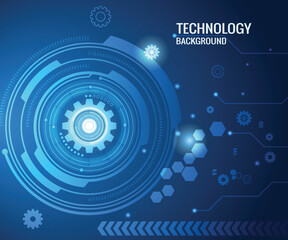 the circle high technology with circuit line blue background, illustrator digital abstract.