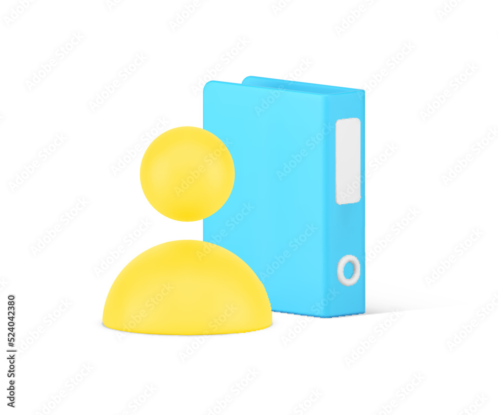 Poster office employee work document folder archive backup information management directory 3d icon vector