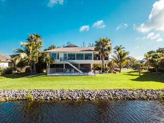 Aerial View of House with swimming pool in Florida