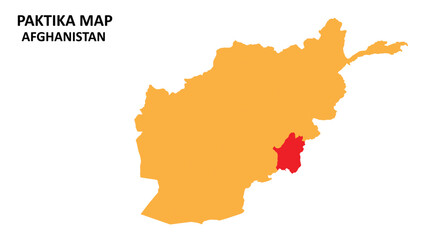 Obraz premium Paktika State and regions map highlighted on Afghanistan map.