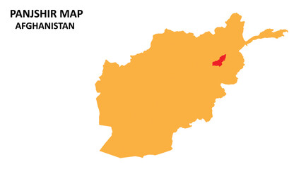 Panjshir State and regions map highlighted on Afghanistan map.