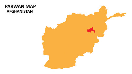 Fototapeta premium Parwan State and regions map highlighted on Afghanistan map.