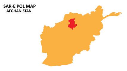 Obraz premium Sar e Pol State and regions map highlighted on Afghanistan map.