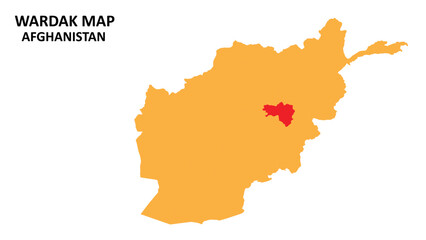 Obraz premium Wardak State and regions map highlighted on Afghanistan map.