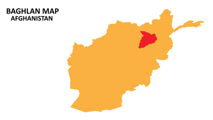 Fototapeta na wymiar Baghlan State and regions map highlighted on Afghanistan map.