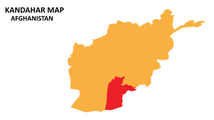 Kandahar State and regions map highlighted on Afghanistan map.
