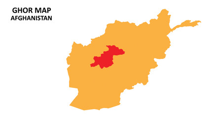 Obraz premium Ghor State and regions map highlighted on Afghanistan map.
