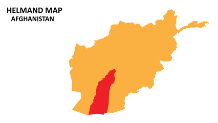 Helmand State and regions map highlighted on Afghanistan map.
