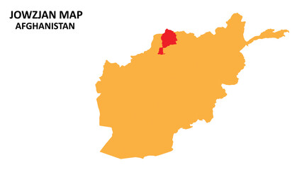 Jowzjan State and regions map highlighted on Afghanistan map.