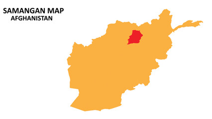 Obraz premium Samangan State and regions map highlighted on Afghanistan map.