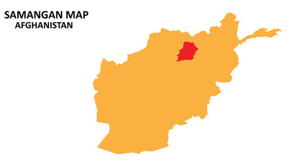 Samangan State and regions map highlighted on Afghanistan map.