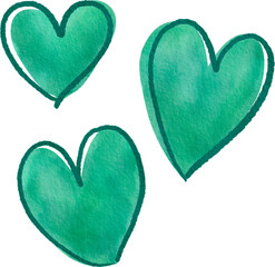Green watercolor heart with outline