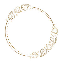 Vector round dotted frame. Flower petals decoration