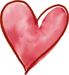 Red watercolor heart with outline