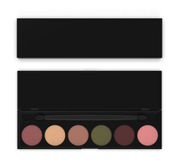 Blank Cosmetic Ten Colors Professional Foundation Concealer Contour Palette For Branding And Mock Up. 3d Render Illustration.