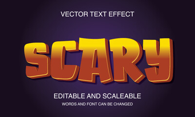 Scary Editable 3D text style effect vector template