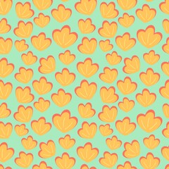 Floral seamless repeating background orange and blue